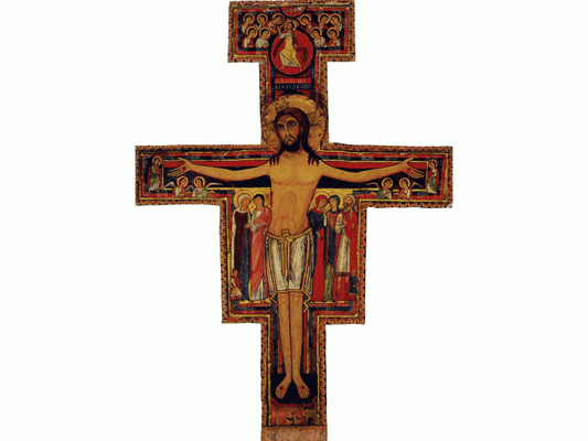 Krst San Damiano od lipe, ravan, sa šponjcem, gesovan